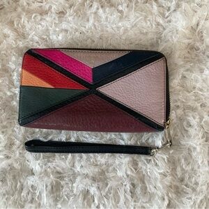 Fossil Leather wristlet Zippered Wallet